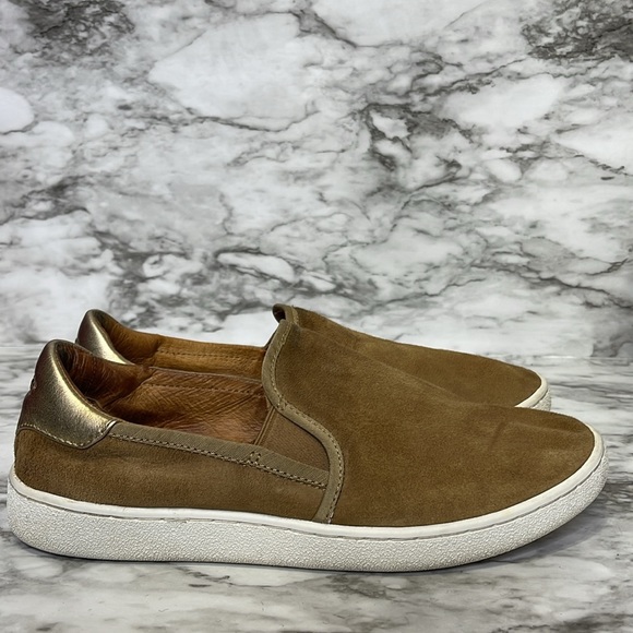 UGG Jass Slip On Suede Sneakers Shoes Gold Brown Chestnut Womens Sz 9 - Picture 5 of 14